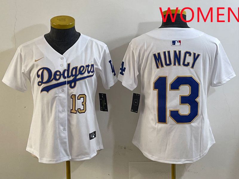 Women Los Angeles Dodgers #13 Muncy White Gold Game 2025 Nike MLB Jersey style 10